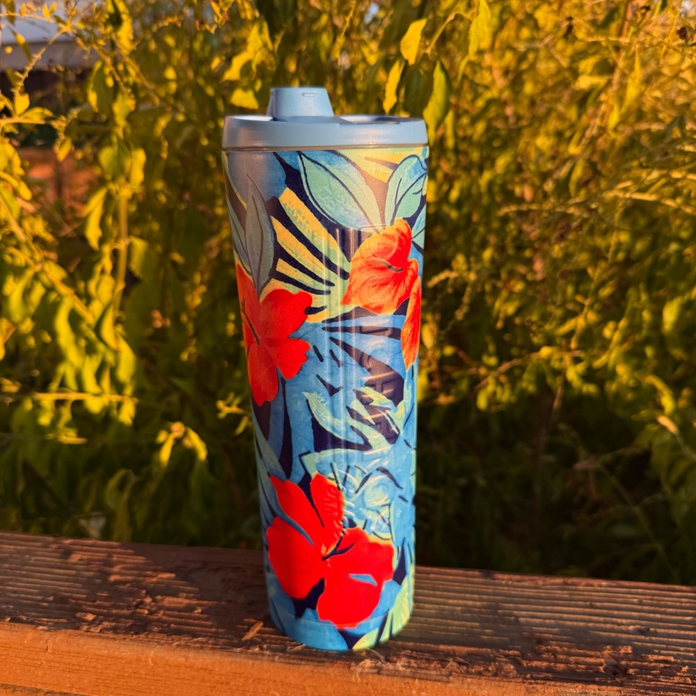 Dutch Bros Blue Floral Tumbler